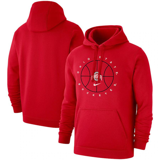 Men's Ohio State Buckeyes Red Basketball Icon Club Fleece Pullover Hoodie Men's Ohio State Buckeyes Red Basketball Icon Club Fleece Pullover Hoodie